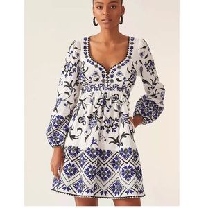 Anthropologie Sweetheart Embroidered Mini Dress